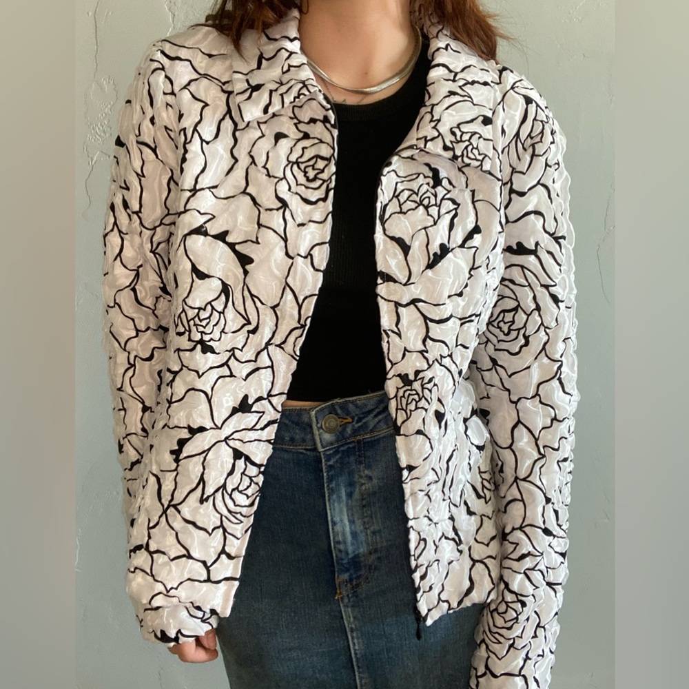 Black and White Rose Top